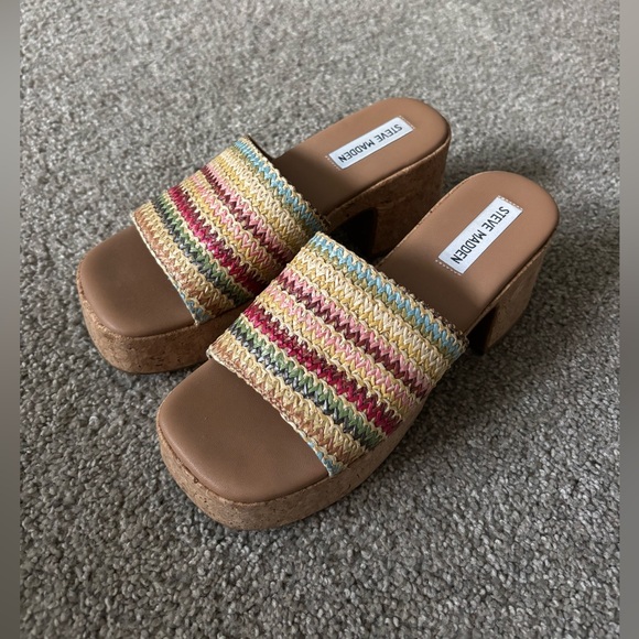 Steve Madden Colorful Woven Platform Slides - Picture 2 of 7